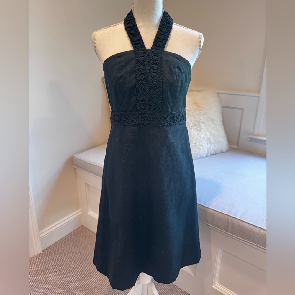 Black Cotton Halter Dress